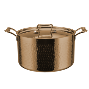Hammret kedel/gryde med låg Tredobbelt lag 200x125mm 3,9 liter Kobber | Adexa C0310007C