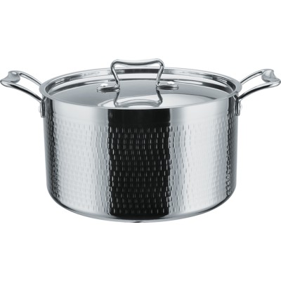 Hammerslået kedel/gryde med låg Tredobbelt lag 200x125mm 3,9 liter Sølv | Adexa C0310007S