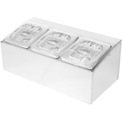 Kantineholder inkl. 3xGN1/6-100mm kantiner og gennemsigtig flip-lås | Adexa CHD03APCFL