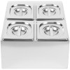 Kantine holder / Ingrediensskakt inkl. 4xGN1/6-100mm kantiner med låg Rustfrit stål | Adexa CHD04B