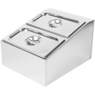 Kantineholder / Ingrediensskakt inkl. 2xGN1/3-100mm kantiner med låg Rustfrit stål | Adexa CHD04B3