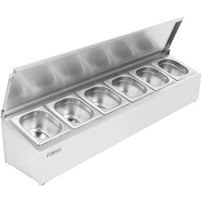 Kantineholder / Ingrediensskakt med låg inkl. 6xGN1/6-100mm kantiner Rustfrit stål | Adexa CHD06AFL
