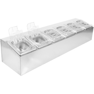 Kantineholder inkl. 6xGN1/6-100mm kantiner og gennemsigtig flip-lås | Adexa CHD06APCFL
