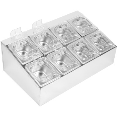 Kantineholder inkl. 8xGN1/6-100mm kantiner og gennemsigtig flip-lås | Adexa CHD08BPCFL