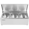 Kantineholder / Ingrediensskakt med låg inkl. 3xGN1/4-100mm kantiner Rustfrit stål | Adexa CHE03AFL