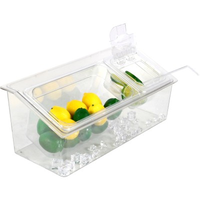 Kølet ingrediens beholder med 1xGN1/3+1xGN1/6-100mm kantiner med låg Plast | Adexa CHP06B3