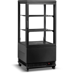 Bordmodel kølevitrine 58 liter 2 hylder Sort 1 flad dør | Adexa CL58B
