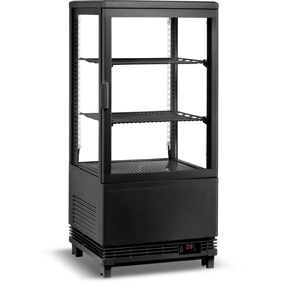 Bordmodel kølevitrine 58 liter 2 hylder Sort 1 flad dør | Adexa CL58B