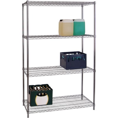Reol i forkromet stål med 4 hylder 1200x450x1800mm | Adexa WH12045180A4C