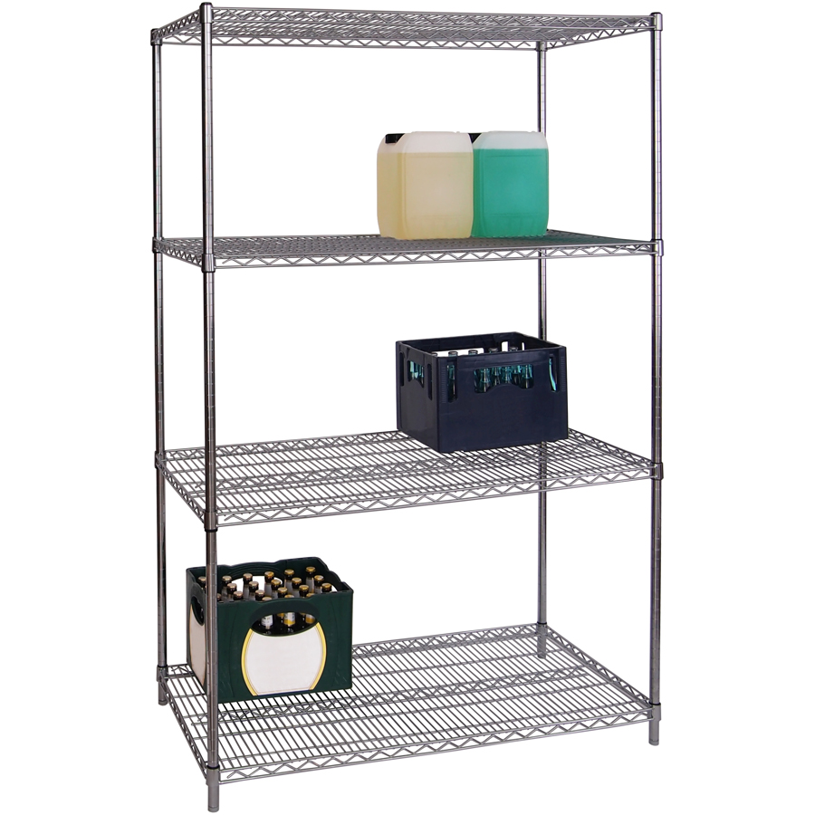 Reol i forkromet stål med 4 hylder 1200x600x1800mm | Adexa WH12060180A4C