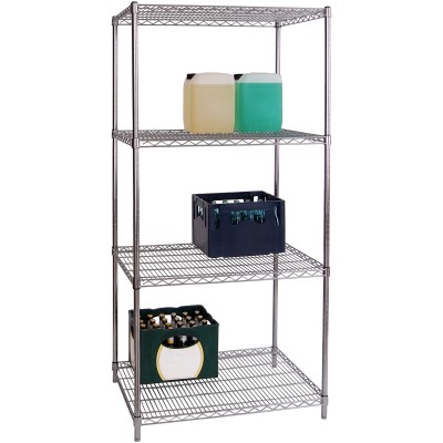 Reol i forkromet stål med 4 hylder 900x600x1800mm | Adexa WH9060180A4C