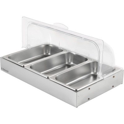 Neutral udstillingsstander til buffet 3xGN1/3 rustfrit stål | Adexa CRD3