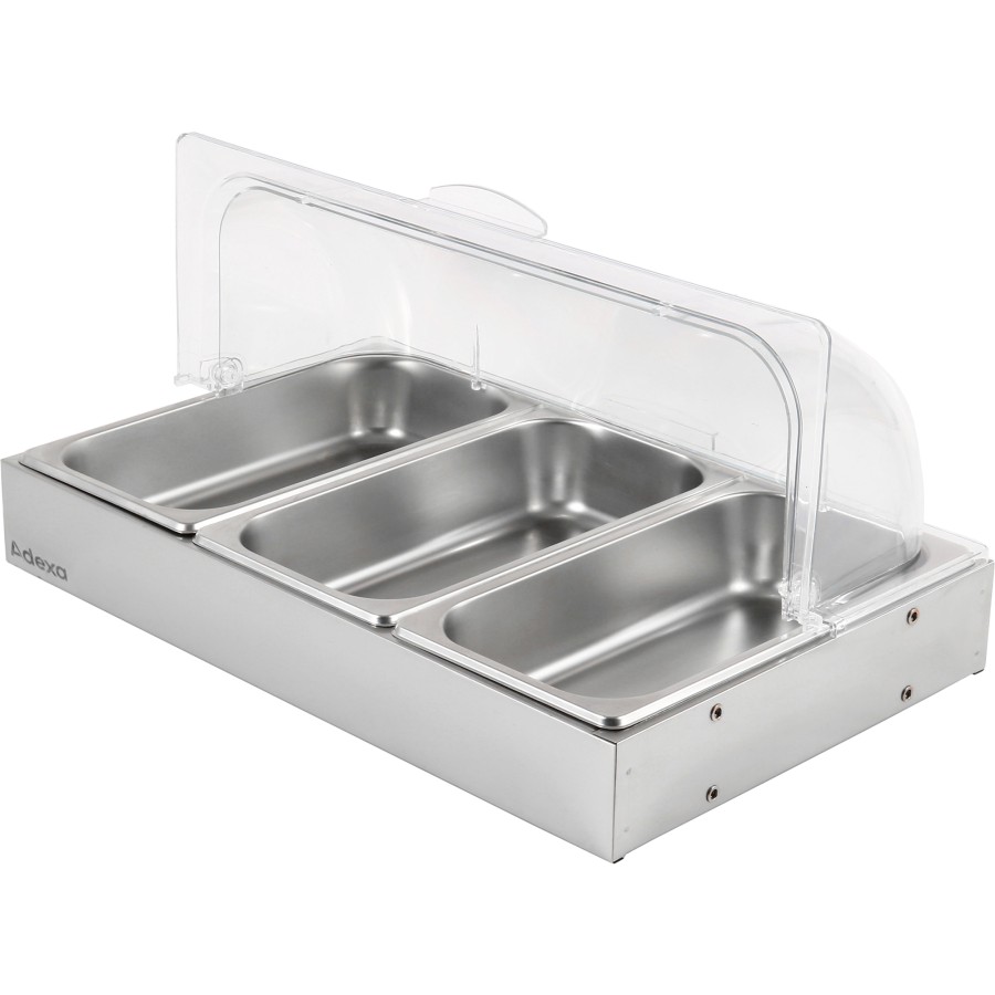 Neutral udstillingsstander til buffet 3xGN1/3 rustfrit stål | Adexa CRD3