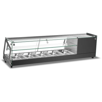 Sushi-køleskab 5xGN1/2 sort og rustfrit stål | Adexa CS104
