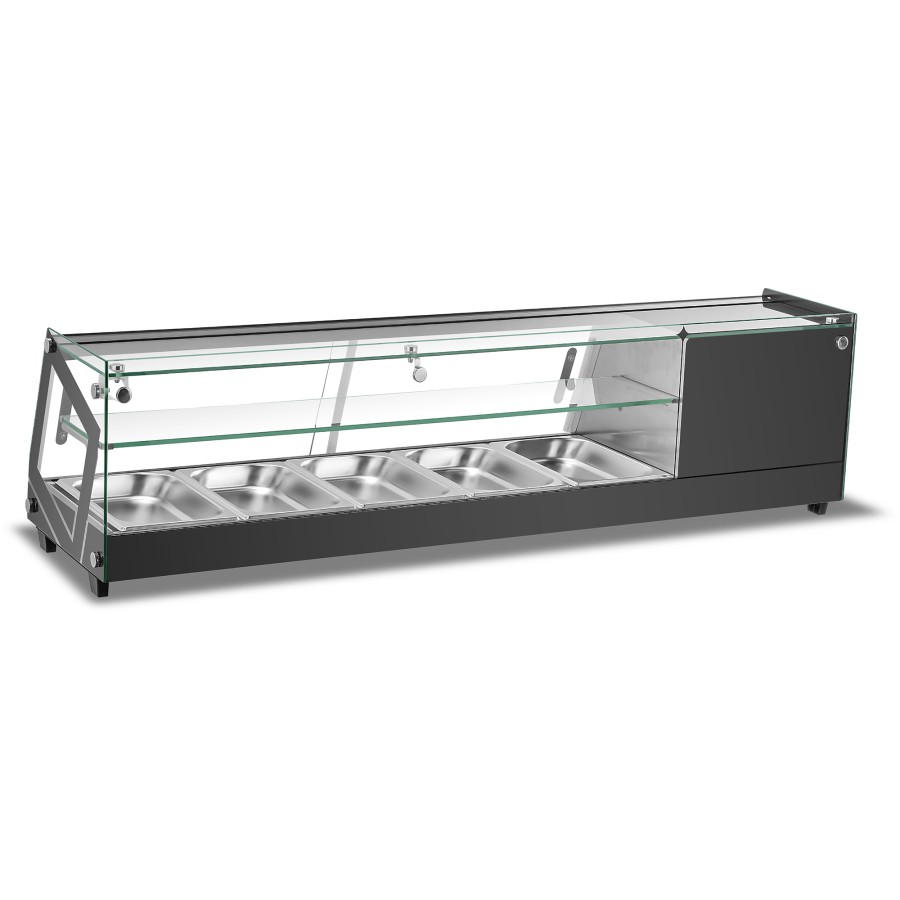 Sushi-køleskab 5xGN1/2 sort og rustfrit stål | Adexa CS104