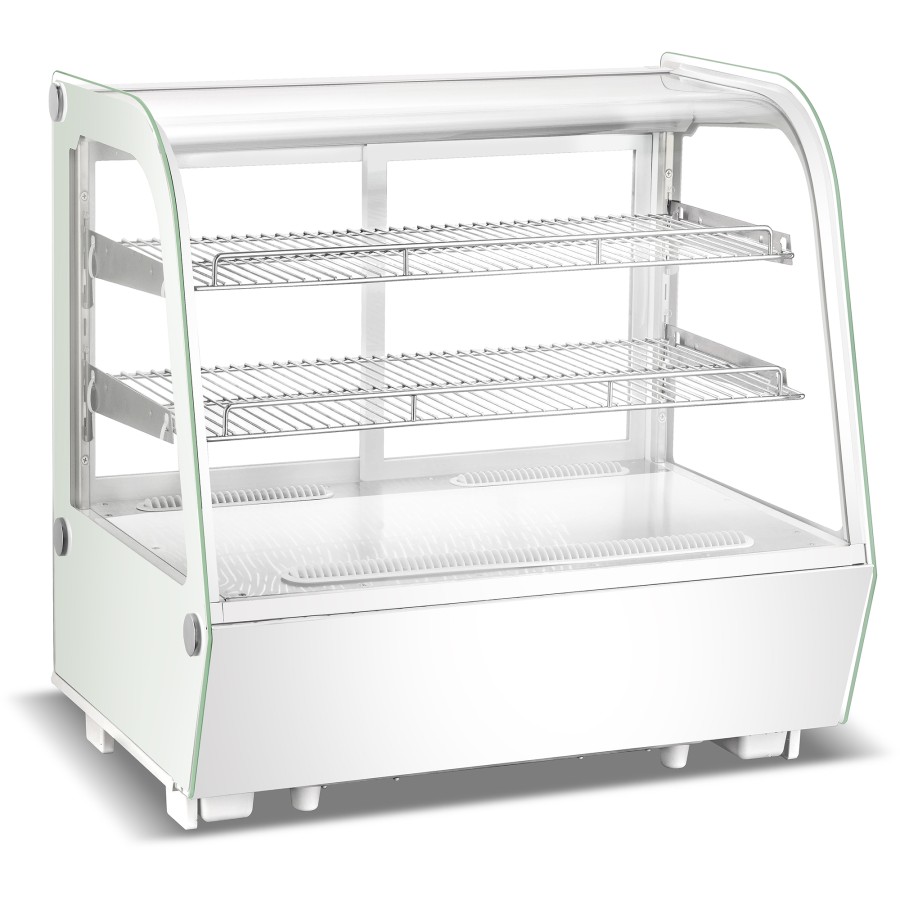 Kølevitrine Bordmodel 120 Liter med Buet Glasfront, LED-belysning & 2 Hylder Hvid | Adexa CW120RW
