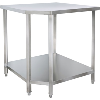 Arbejdsbord Hjørneenhed Rustfrit stål 900x900x600x600x900mm Underhylde Firkantede ben | Adexa CWTB1060S