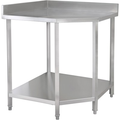Arbejdsbord Hjørneenhed Rustfrit stål 900x900x700x700x900/1000mm Stænkplade Underhylde Firkantede ben | Adexa CWTB1070SB
