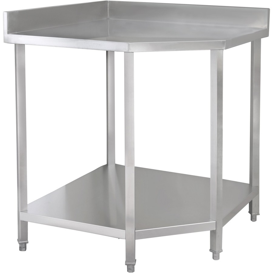 Arbejdsbord Hjørneskab i rustfrit stål 900x900x600x600x900/1000mm kant Underhylde Firkantede ben | Adexa CWTB1060SB