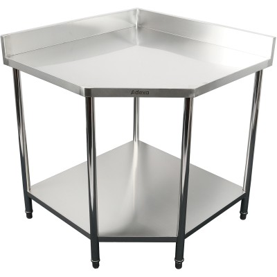 Arbejdsbord Hjørneskab i rustfrit stål 900x900x600x600x900/1000mm kant Underhylde Runde ben | Adexa CWT1060RB