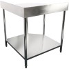 Bordplade Hjørneskab i rustfrit stål 900x900x700x700x900/1000mm Kant Underhylde Runde ben | Adexa CWT1070RB