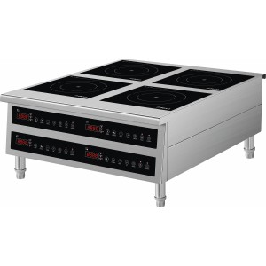 Professionelt induktionskomfur med fire plader, bænk eller gulv 4 x 3,5 kW | Adexa CX140A