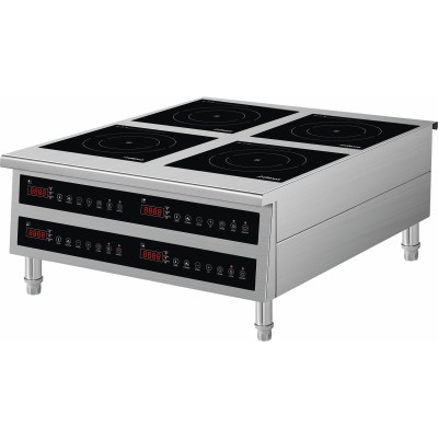 Professionelt induktionskomfur med fire plader, bænk eller gulv 4 x 3,5 kW | Adexa CX140A