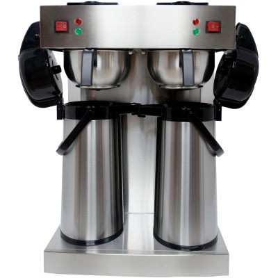 Professionel dobbelt kaffemaskine med 2 pumpetermoser i rustfrit stål | Adexa DRP386