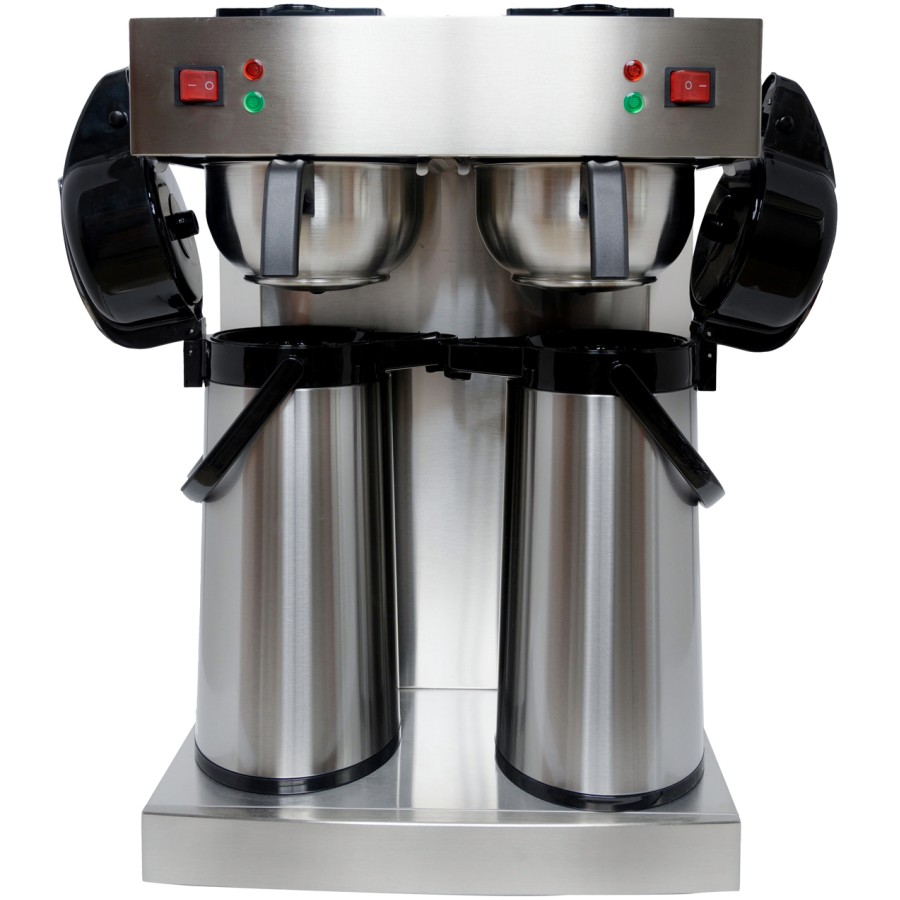 Professionel dobbelt kaffemaskine med 2 pumpetermoser i rustfrit stål | Adexa DRP386