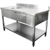 Køkkenvask Rustfrit stål 1200x700x900mm 1 skuffe til venstre 1 skuffetræk kant | Adexa DSA120701DL