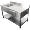 Køkkenvask Rustfrit stål 1200x700x900mm 1 skuffe til venstre 1 skuffetræk kant | Adexa DSA120701DL