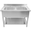 Køkkenvask i rustfrit stål 1200x700x900mm 2 hoar kant | Adexa DSA245