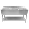 Køkkenvask i rustfrit stål 1800x700x900mm 3 højder kant | Adexa DSA345