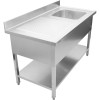 Køkkenvask i rustfrit stål 1000x700x900mm 1 skuffe til højre Kant | Adexa DSA1070R