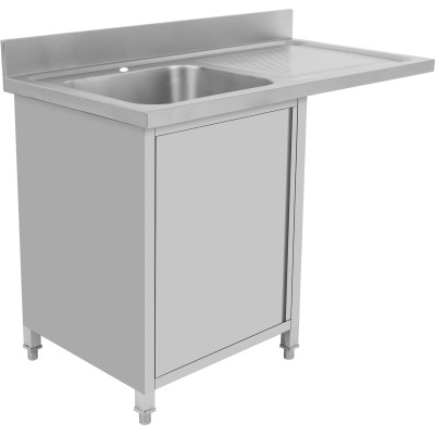 Køkkenvask med opbevaringsområde og skab med dør 1200x600x910mm 1 vask til venstre 400x400x250mm | Adexa DSB12602DL