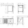 Køkkenvask med opbevaringsområde og skab med dør 1200x600x910mm 1 vask til højre 400x400x250mm | Adexa DSB12602DR