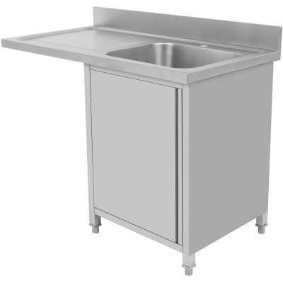 Køkkenvask med opbevaringsområde og skab med dør 1200x600x910mm 1 vask til højre 400x400x250mm | Adexa DSB12602DR