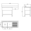 Dobbeltvask Hoar til venstre Med opbevaringsflade kant 1800x600x910mm | Adexa DSB1860L