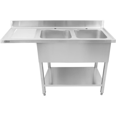 Dobbeltvask til højre Med opbevaringsflade kant 1800x600x910mm | Adexa DSB1860R