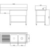 Dobbeltvask til højre Med opbevaringsflade kant 1800x600x910mm | Adexa DSB1860R
