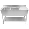 Vask i rustfrit stål 1500x700x950mm 2 kroge til venstre kant | Adexa DSD1570L