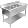 Vask i rustfrit stål 1500x700x950mm 2 kroge til venstre kant | Adexa DSD1570L