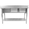 Vask i rustfrit stål 1500x700x950mm 2 kroge til venstre kant | Adexa DSD1570L