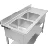 Vask i rustfrit stål 1500x700x950mm 2 kroge til venstre kant | Adexa DSD1570L