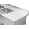 Vask i rustfrit stål 1500x700x950mm 2 kroge til venstre kant | Adexa DSD1570L