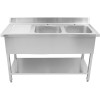 Vask i rustfrit stål 1500x700x950mm 2 kroge til højre kant | Adexa DSD1570R