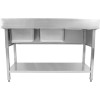 Vask i rustfrit stål 1500x700x950mm 2 kroge til højre kant | Adexa DSD1570R