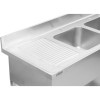Vask i rustfrit stål 1500x700x950mm 2 kroge til højre kant | Adexa DSD1570R