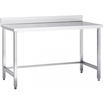 Premium arbejdsbord i rustfrit stål uden underhylde kant 800x700x980/1080mm | Adexa DW8070