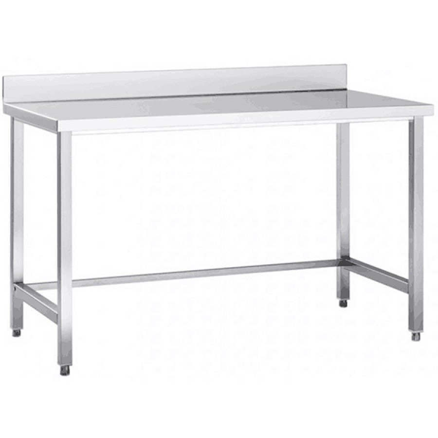 Premium arbejdsbord i rustfrit stål uden underhylde kant 800x700x980/1080mm | Adexa DW8070